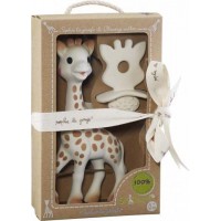 Set Girafa Sophie si figurina din cauciuc pentru rontait So Pure - Vulli