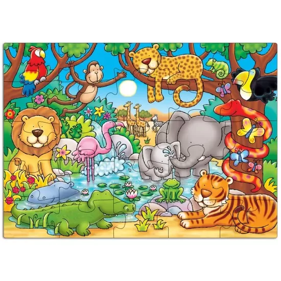 Puzzle cu activitati - Cine este in jungla? Puzzle cu activitati - Cine este in jungla?