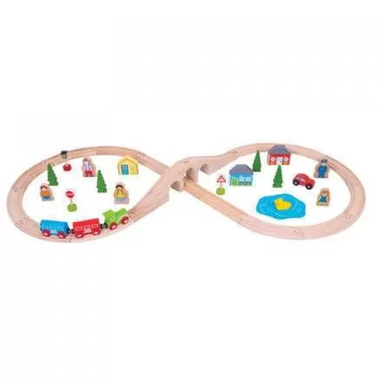 Set tren cu cale ferata circulara - BigJigs Set tren cu cale ferata circulara - BigJigs