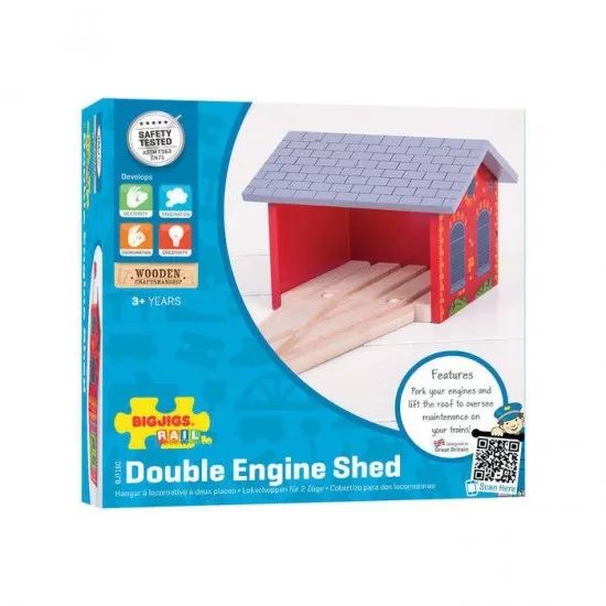 Hangar dublu pentru locomotive - BigJigs Hangar dublu pentru locomotive - BigJigs