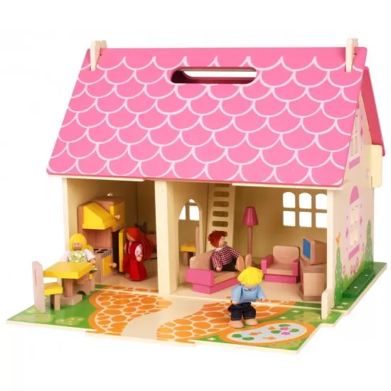 Casuta cu floricele pentru papusi - BigJigs Casuta cu floricele pentru papusi - BigJigs