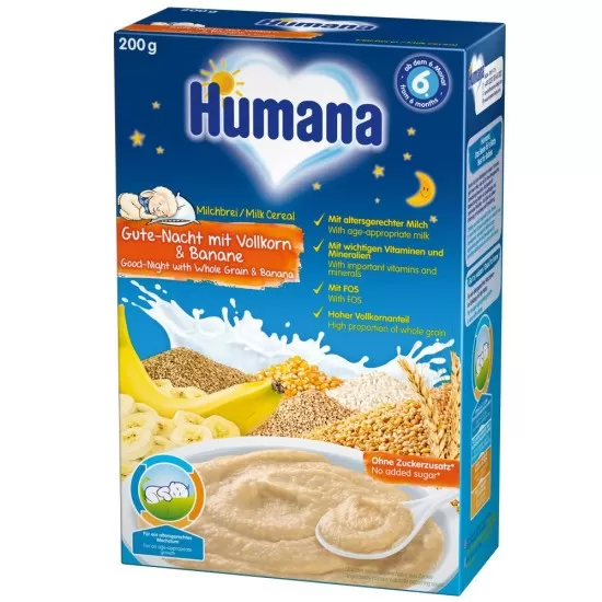 Cereale Humana noapte buna cu fulgi de ovaz si banane de la 6 luni 200 g Cereale Humana noapte buna cu fulgi de ovaz si banane de la 6 luni 200 g