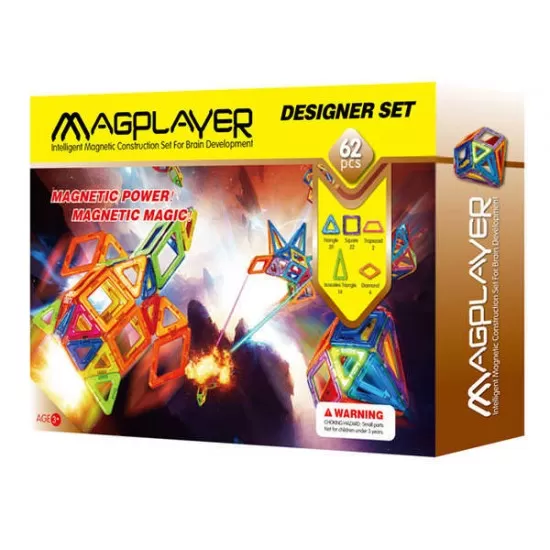 Joc de constructie magnetic - 62 piese Joc de constructie magnetic - 62 piese