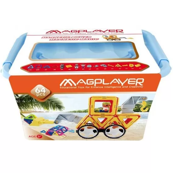 Joc de constructie magnetic - 64 piese Joc de constructie magnetic - 64 piese