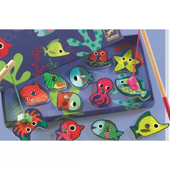 Joc de pescuit magnetic pesti colorati Djeco Joc de pescuit magnetic pesti colorati Djeco