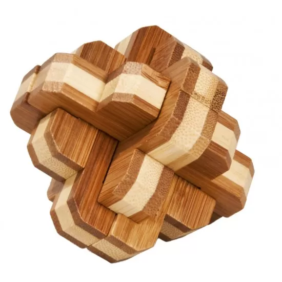 Joc logic IQ din lemn bambus 3D Round Knot Joc logic IQ din lemn bambus 3D Round Knot