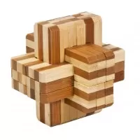 Joc logic IQ din lemn bambus Block Cross