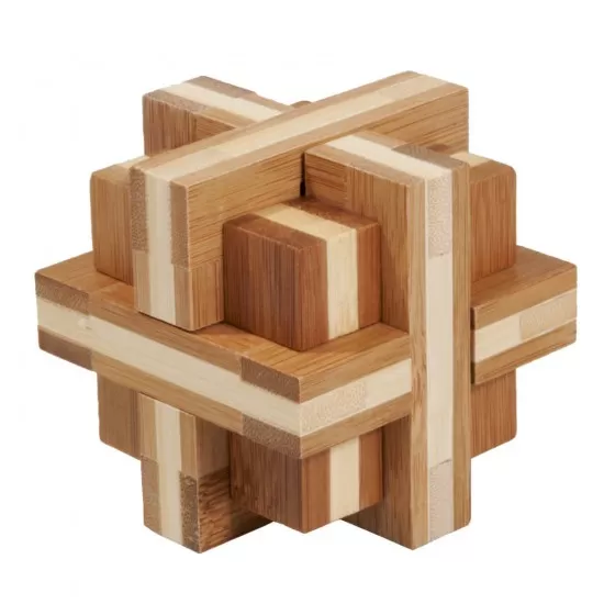 Joc logic IQ din lemn bambus Double Cross Joc logic IQ din lemn bambus Double Cross
