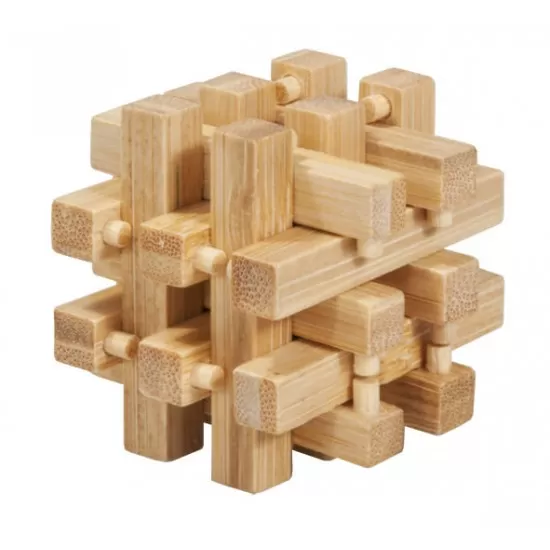 Joc logic IQ din lemn bambus in cutie metalica - 2 Joc logic IQ din lemn bambus in cutie metalica - 2