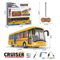 Autobuz scolar cu telecomanda, 5 functii, lumini, incarcare USB, 21 cm