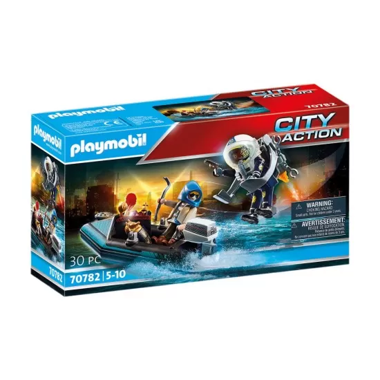 Playmobil City Action - Barca politiei si hot cu barca rapida Playmobil City Action - Barca politiei si hot cu barca rapida