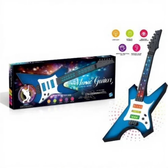 Chitara pentru copii cu sunete si lumini, albastru