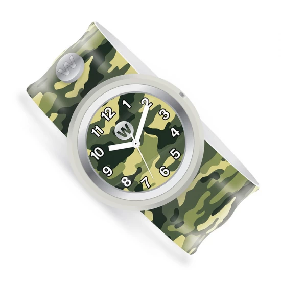 Ceas analog pentru copii cu bratara din silicon slap-on, Camuflaj de armata Ceas analog pentru copii cu bratara din silicon slap-on, Camuflaj de armata