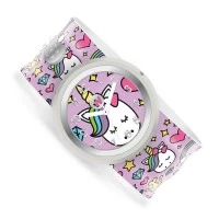 Ceas analog pentru copii cu bratara din silicon slap-on, Printesa unicorn
