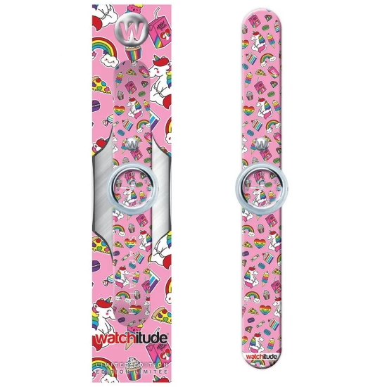 Ceas analog pentru copii cu bratara din silicon slap-on, Delicii cu unicorni Ceas analog pentru copii cu bratara din silicon slap-on, Delicii cu unicorni