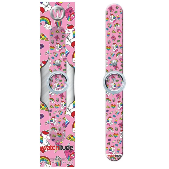 Ceas analog pentru copii cu bratara din silicon slap-on, Delicii cu unicorni Ceas analog pentru copii cu bratara din silicon slap-on, Delicii cu unicorni
