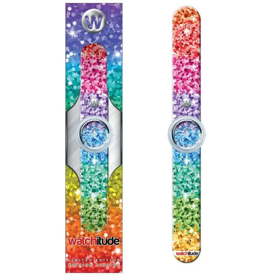 Ceas digital pentru copii model paiete cu bratara din silicon slap-on Ceas digital pentru copii model paiete cu bratara din silicon slap-on