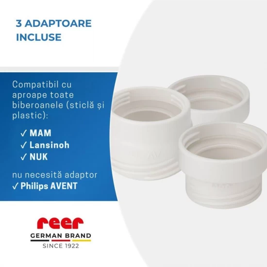 Incalzitor portabil biberoane si alimente pentru bebelusi, 4 trepte temperatura, acumulator cu incarcare USB-C, independent de priza, Reer Heat2Go