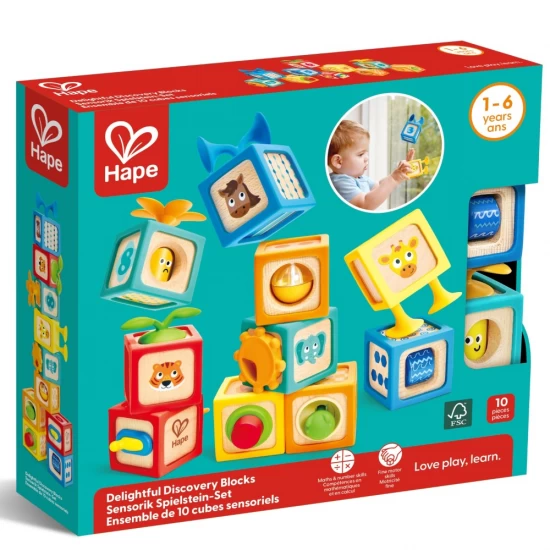 Set 10 cuburi educative din lemn cu cifre Hape