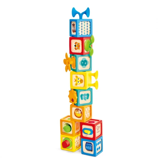 Set 10 cuburi educative din lemn cu cifre Hape