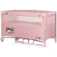 Patut pliabil Chipolino Relax Tiger Powder Pink cu laterala culisanta