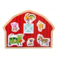 Puzzle din lemn 6 piese - Casuta animalutelor
