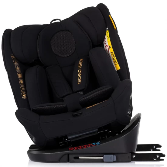 Scaun auto Chipolino Techno iGrow I-Size 40-150 cm cu sistem Isofix si sezut rotativ Noir