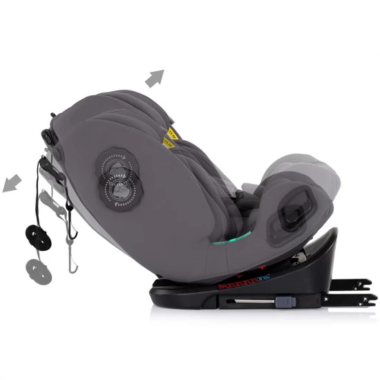 Scaun auto Chipolino Techno iGrow I-Size 40-150 cm cu sistem Isofix si sezut rotativ Charcoal