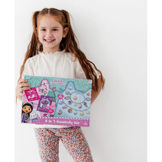 Set creativ 2 in 1 Bratari cu sclipici si carioci spray Gabby s Dollhouse Set creativ 2 in 1 Bratari cu sclipici si carioci spray Gabby s Dollhouse