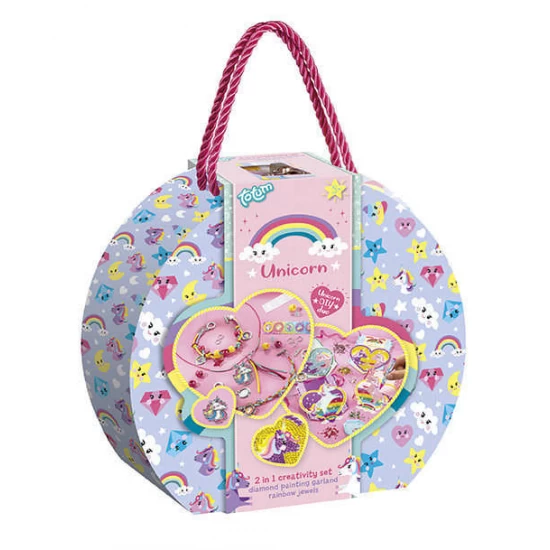 Studio creativ 2 in 1 cu unicorni, pictura cu diamante si bratari
