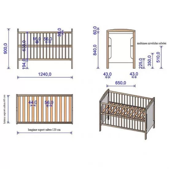 Patut copii din lemn Hubners Karly 120x60 cm Alb Patut copii din lemn Hubners Karly 120x60 cm Alb