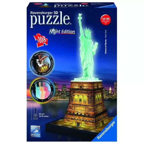 PUZZLE 3D LUMINOS STATUIA LIBERTATII, 108 PIESE PUZZLE 3D LUMINOS STATUIA LIBERTATII, 108 PIESE