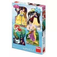 Puzzle 4 in 1 - Printesele si prieteni (54 piese)