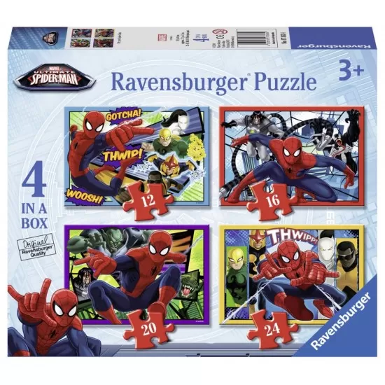 PUZZLE SPIDERMAN, 4 BUC IN CUTIE, 12/16/20/24 PIESE PUZZLE SPIDERMAN, 4 BUC IN CUTIE, 12/16/20/24 PIESE