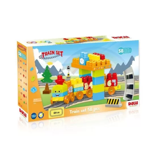 Set de constructii trenulet - 58 piese Set de constructii trenulet - 58 piese