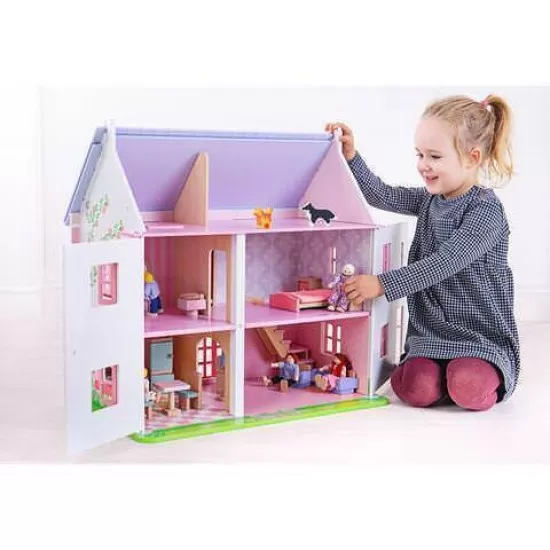 Casuta roz din lemn pentru papusi - BigJigs Casuta roz din lemn pentru papusi - BigJigs