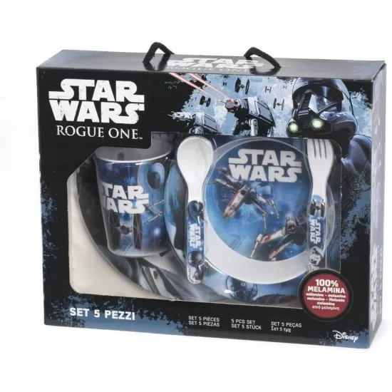 Set pentru masa melamina 5 piese Star Wars Rogue One Lulabi 8330500 Set pentru masa melamina 5 piese Star Wars Rogue One Lulabi 8330500