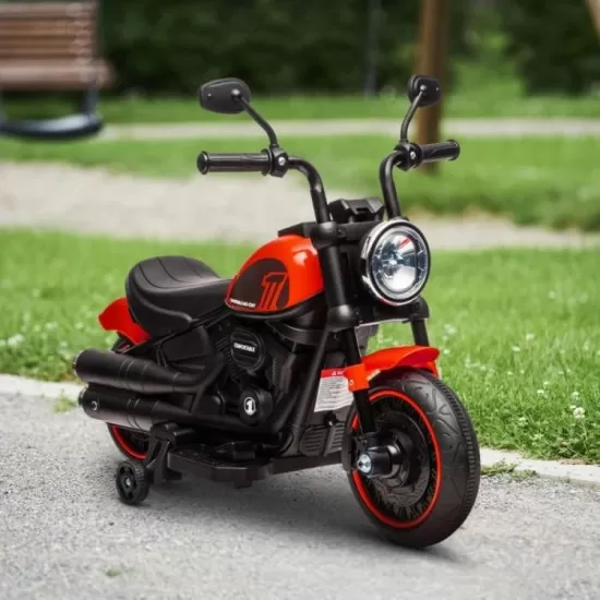 Motocicleta electrica pentru copii cu pedala, muzica si far cu lumina - Rosu Motocicleta electrica pentru copii cu pedala, muzica si far cu lumina - Rosu