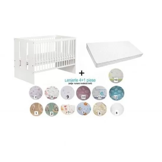 Pachet 3 in 1 Patut Paula Alb 120x60