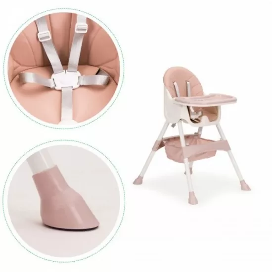 Scaun de masa copii 2 in 1 Ecotoys - Roz Scaun de masa copii 2 in 1 Ecotoys - Roz
