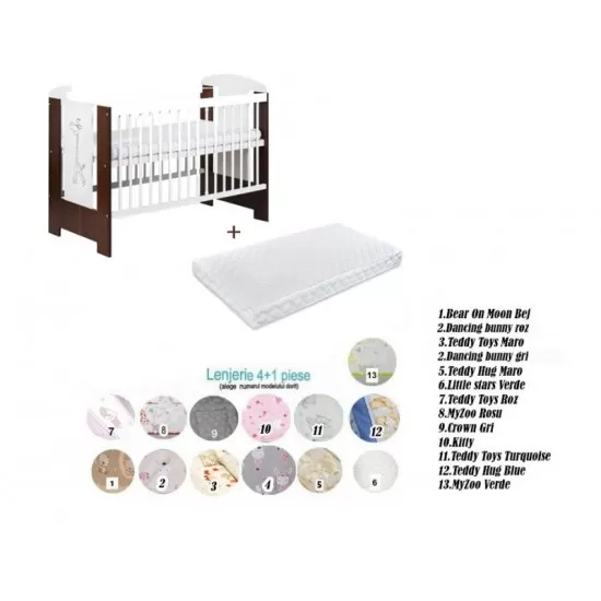 Pachet 3 in 1 Patut Little Giraffe Wenge 120x60 Pachet 3 in 1 Patut Little Giraffe Wenge 120x60