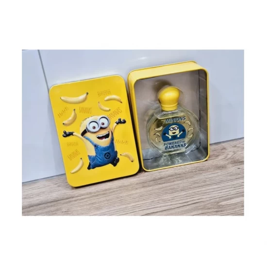 Apa de toaleta pentru copii Minions Yellow 50 ml in cutie metalica