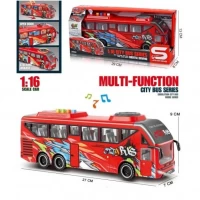 Autobuz cu sunete, lumini, functie usi deschise  27 cm rosu