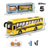 Autobuz scolar cu telecomanda, 5 functii, lumini, USB, 17.5 cm