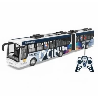 Autobuz cu telecomanda, 4 functii, lumini, cablu USB, scara 1:32