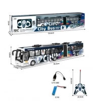 Autobuz cu telecomanda, 4 functii, lumini, cablu USB, scara 1:32