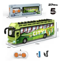Autobuz turistic supraetajat cu telecomanda, 5 functii, lumini, USB, 17.5 cm