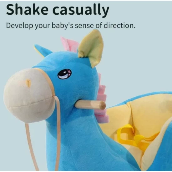 Balansoar din plus pentru copii cu muzica si rotile, Magarus albastru