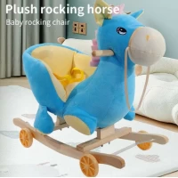 Balansoar din plus pentru copii cu muzica si rotile, Magarus albastru