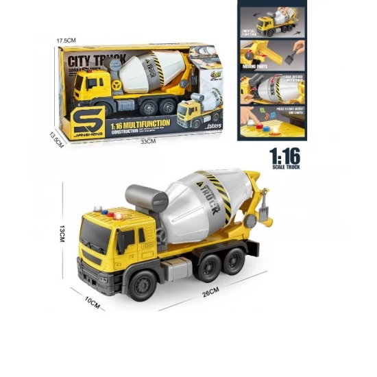 Betoniera interactiva cu sunete si lumini 26 cm galben